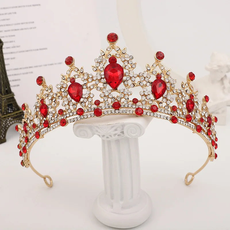 Trendy Crystal Rhinestone Tiaras Crown Wedding Hair Jewelry More Color Bridal Queen Princess Pageant Diadem Women Head Accessory - EUFASHIONBAGS