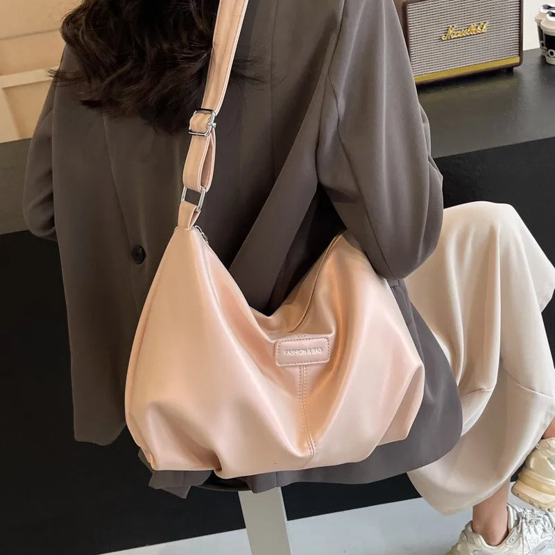 Women's Tote Bag Large Fashion Shoulder Bag Soft PU Leather Crossbody Bags Solid Color Casual Girls Handbags