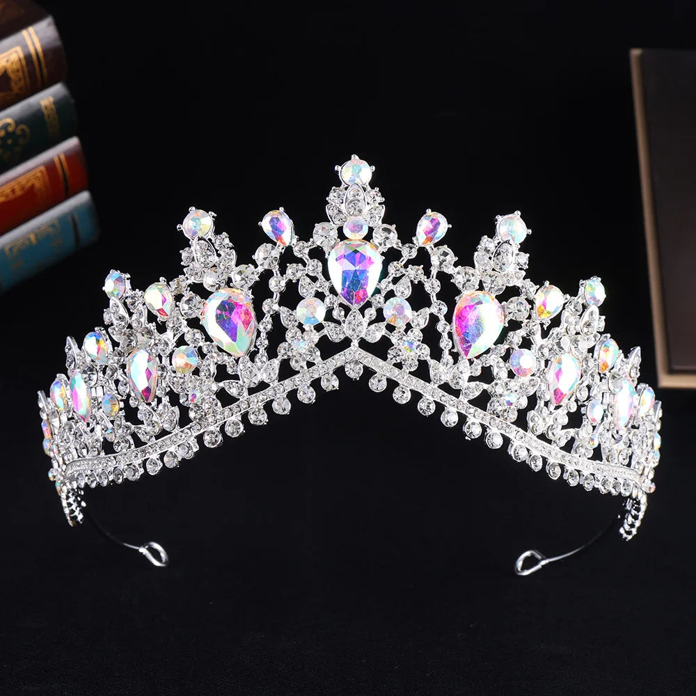 Dark Purple Crystal Bridal Crown Retro Baroque Rhinestone Tiaras Headdress Pageant Diadem Party Wedding Jewelry Hair Accessories