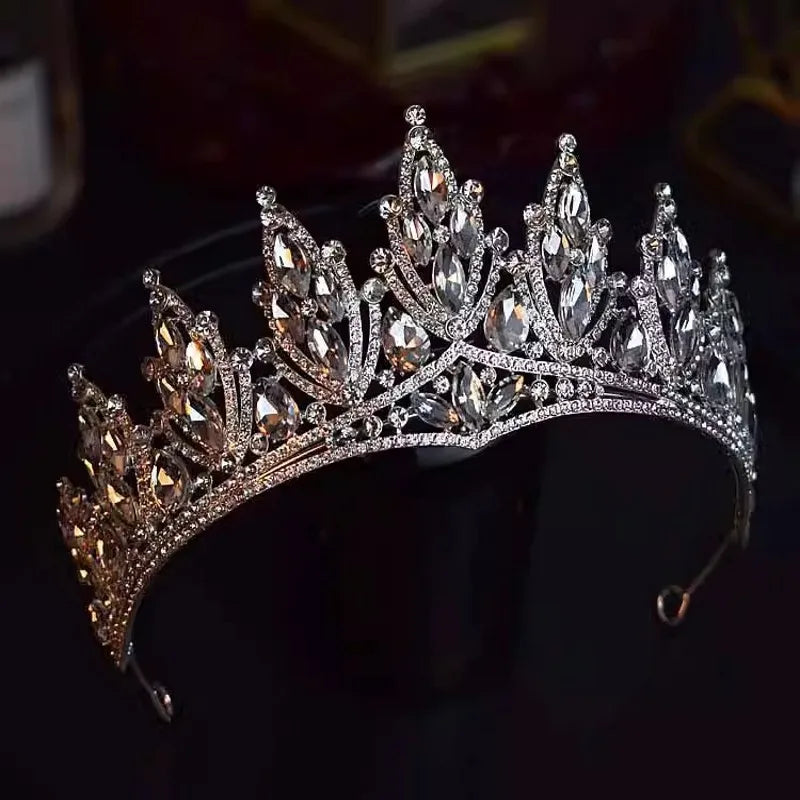 Baroque Luxury Sparkling Crystal Bridal Tiaras Cubic Zircon Crown Rhinestone Pageant Diadem Headpieces Wedding Hair Accessories - EUFASHIONBAGS