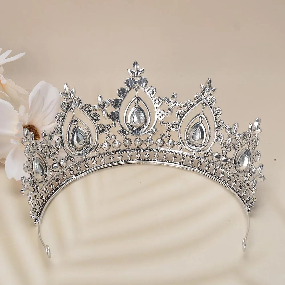 Baroque Antique Silver Color Bling Purple Crystal Royal Crowns Bridal Tiaras Rhinestone Pageant Diadem Wedding Hair Accessories - EUFASHIONBAGS