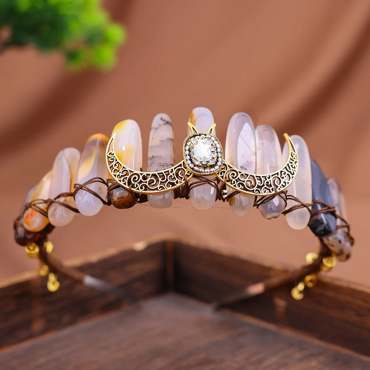 Raw crystal crown The sun goddess crystal Tiaras jewelry hair accessories Fairy headband photography props Elves Festivals gifts - EUFASHIONBAGS