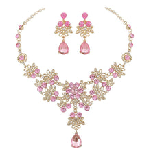 Laden Sie das Bild in den Galerie-Viewer, Fashion Crystal Water Drop Bridal Jewelry Sets Rhinestone Chokers Necklace Earrings Set bj22 - www.eufashionbags.com