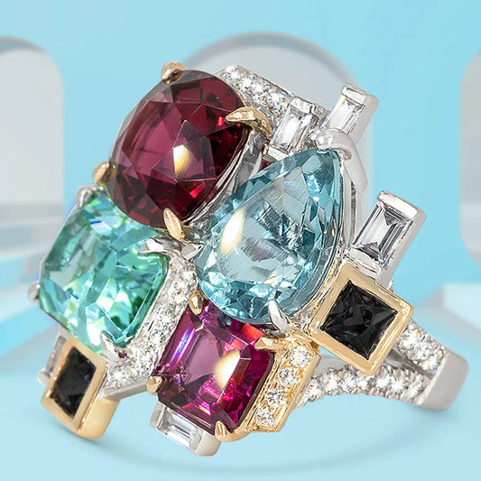 New Colorful Cubic Zirconia Women Rings for Party Two Tone Personality Female Finger Rings Gorgeous Jewelry Drop Shipping