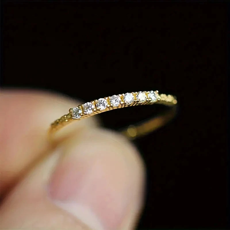 Versatile Thin Ring Female Daily Gold Color/Silver Color Bright Zirconia Finger Accessories Lady Engagement Band Jewelry