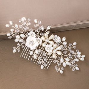 Crystal Pearl Flower Bridal Hair Comb Hairpin Headband Tiara For Women Bride Party Wedding Bridal Hair Accessories Jewelry Comb