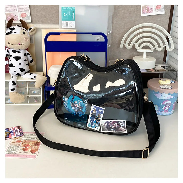 Kawaii Women Ita Bags Aesthetic New Designer Cat Shaped Crossbody Shoulder Bolsa Y2K Harajuku Lolita DIY Badge Bolso Mujer - EUFASHIONBAGS