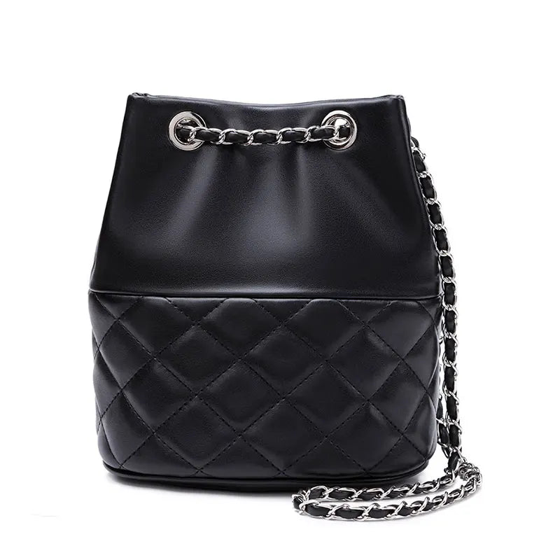 Luxury Women's Chain Bag New Genuine Leather Women Crossbody Bucket Bag High Quality Cowhide Diamond Lattice Shoulder Bags