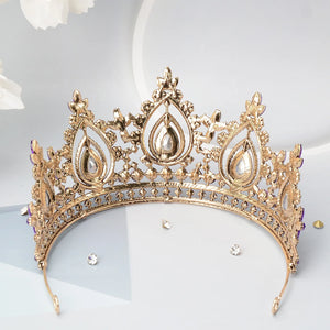 Luxury High Quality Royal Queen Purple Crystal Wedding Crown for Women Rhinestone Banquet Tiara Costume Hair Jewelry Accessories