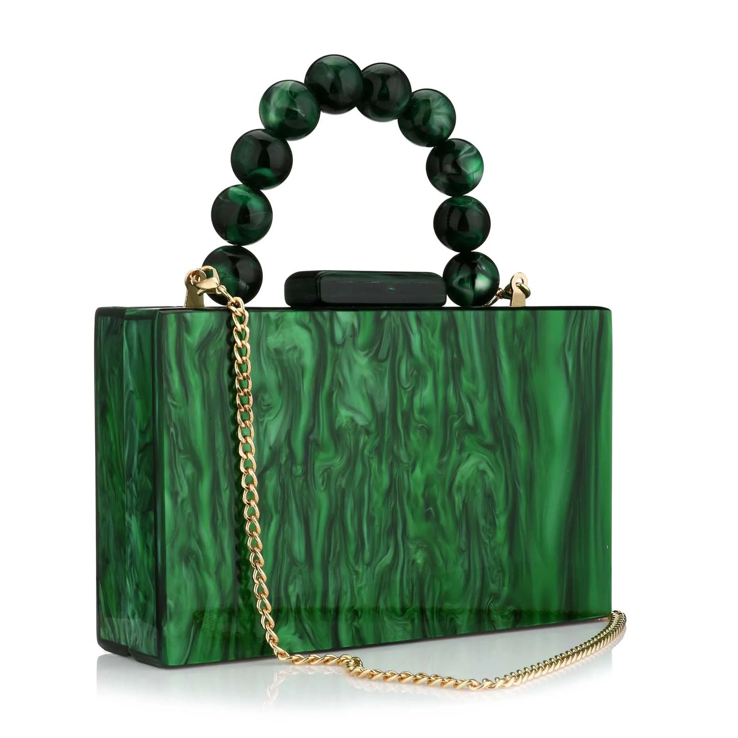 Pearl Marble Dark Green Acrylic PVC Evening Bags Women Luxury Crossbody Bag Purses And Handbags Wedding Party Beach Flap