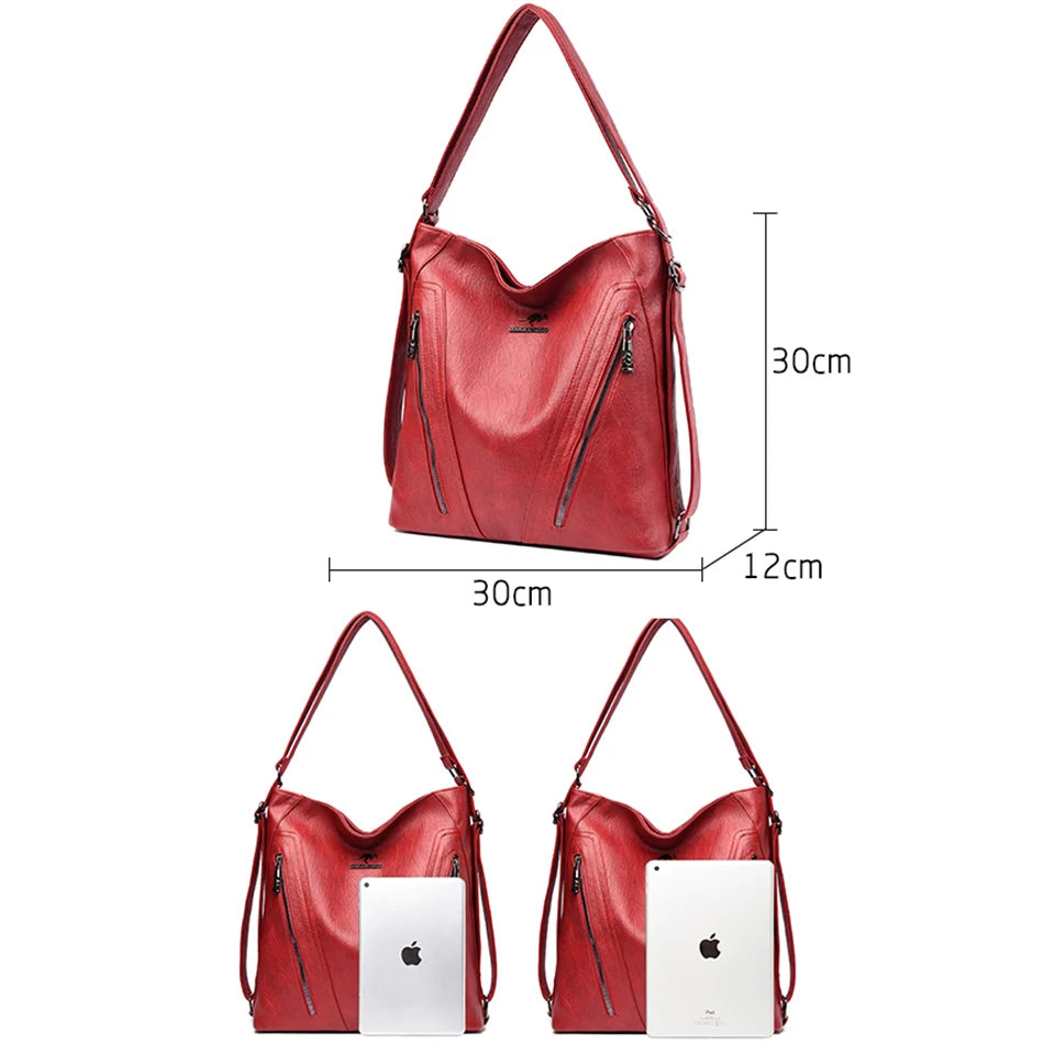 High Quality Leather Backpack Women Travel Bagpack Female Large Capacity School Backpack Shoulder Bags