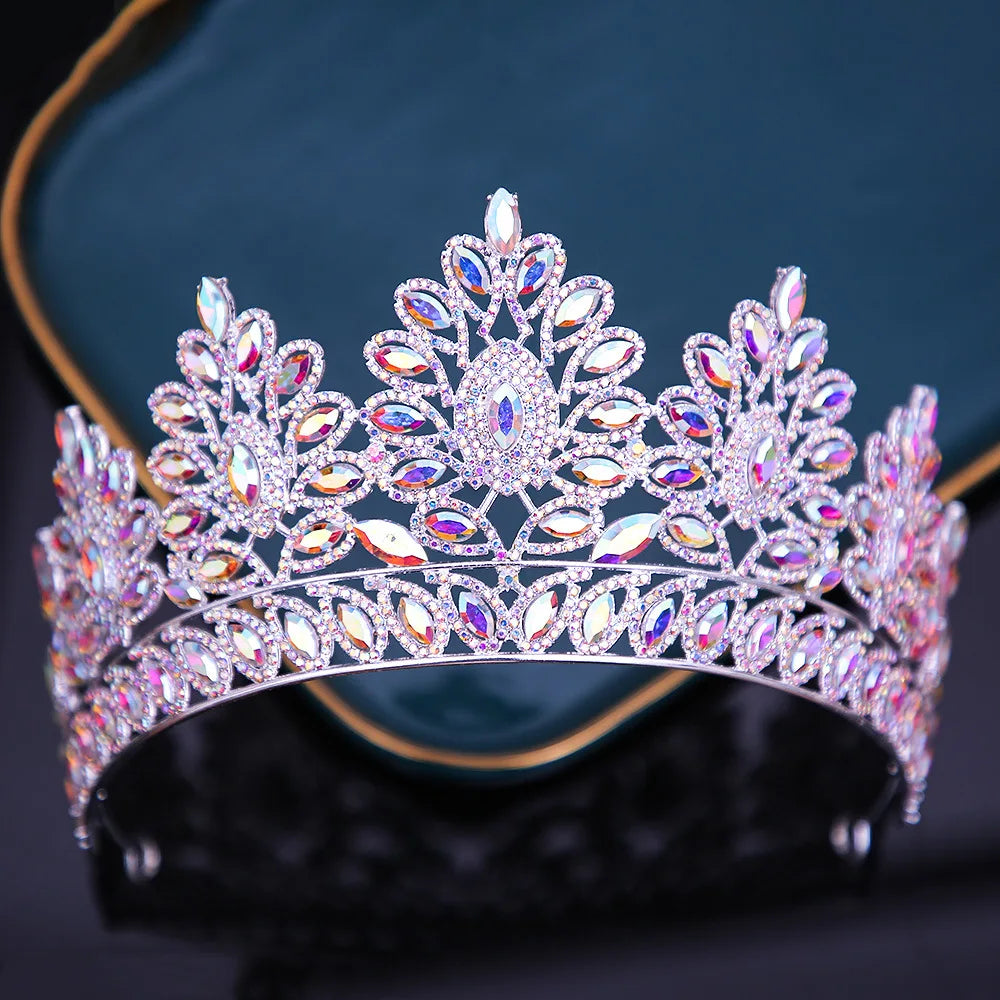 Baroque Luxury Forest Purple Crystal Bridal Tiaras Crown Big Rhinestone Pageant Diadem Wedding Hair Accessories Party Headpieces - EUFASHIONBAGS