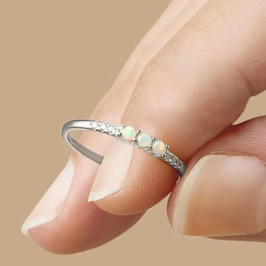 Imitation Opal Stone Finger Rings for Women 3 Metal Colors Exquisite Female Accessories Daily Wear Statement Jewelry Gift - EUFASHIONBAGS