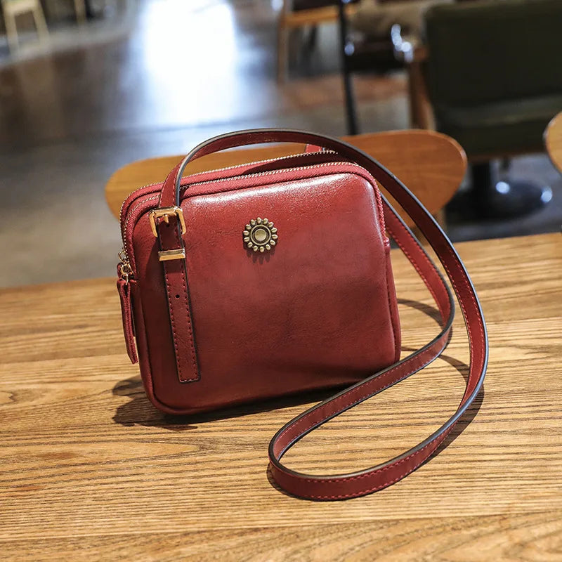 Women's Crossbody Bag PU Leather Retro Style Square Bag Mobile Phone Wallet Storage Girl's Shoulder Bags Ladies Handbag