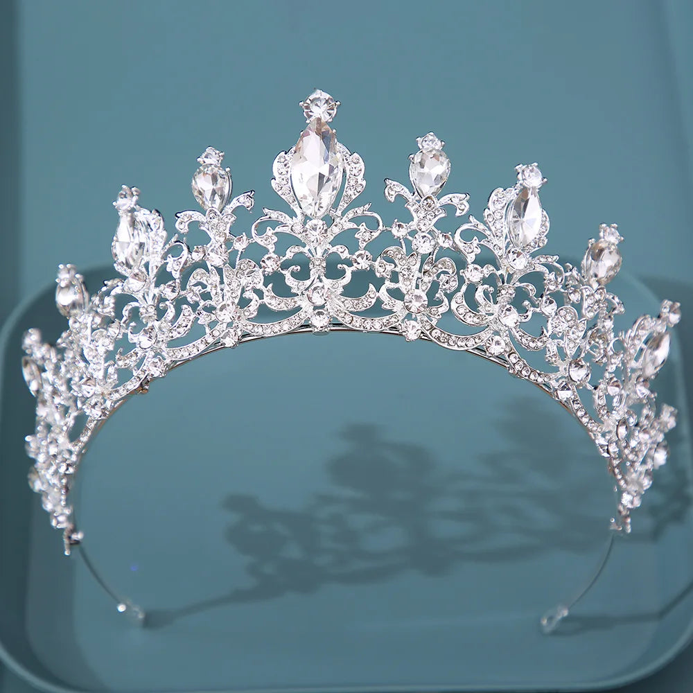 Diverse Silver Color Crystal Crowns Bridal Tiaras Fashion Queen Rhinestone Diadem CZ Headpiece Wedding Hair Jewelry Accessories - EUFASHIONBAGS