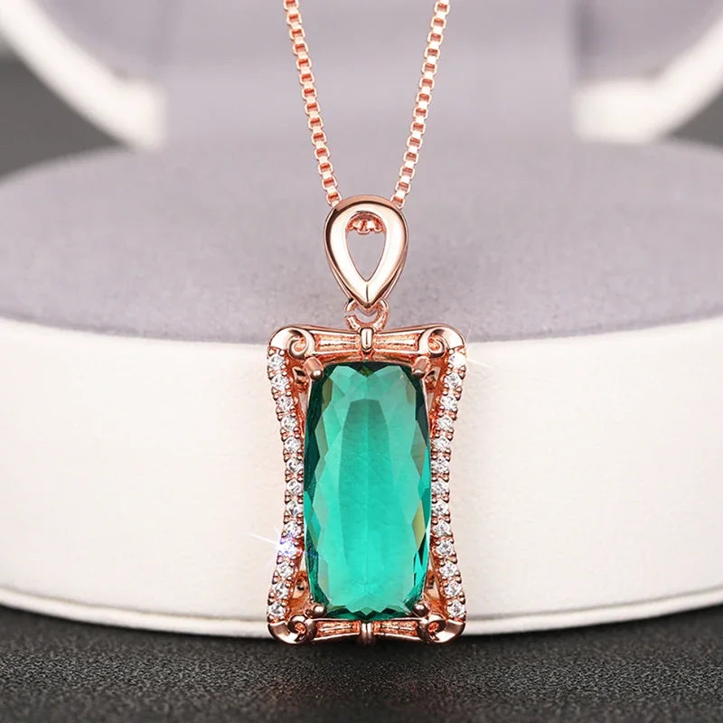 Trendy Sparkling Cubic Zirconia Pendant Necklace for Women Modern All-matching Finger Accessories Exquisite Party Jewelry