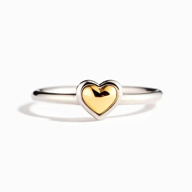 Heart Rings for Women Metal Two Tone Love Rings Eternity Wedding Band Accessories Modern Fashion Female Jewelry Dropship