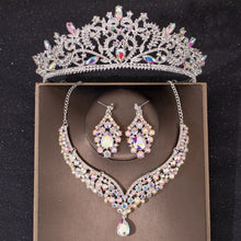 Cargar imagen en el visor de la galería, Baroque Crystal Bridal Jewelry Sets Rhinestone Tiaras Crown Necklace Earring for Bride Women Wedding Jewelry Set Gift