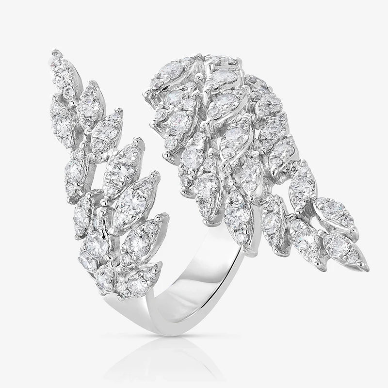 Aesthetic Wings Rings Luxury Sparkling CZ Crystal Silver Color Opening Rings Adjustable Fashion Versatile Women Jewelry - EUFASHIONBAGS