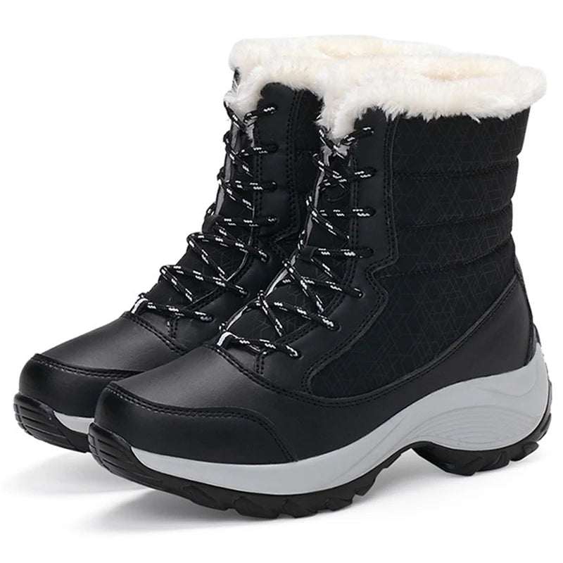 Women's Winter Boots Mix Color Snow Boots For Women Heels Winter Shoes Fur Botas Mujer Ankle Boots Platform Shoes Women Footwear - EUFASHIONBAGS