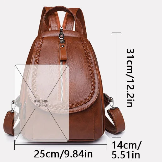 Women Leather Backpacks Zipper Chest Bag Sac a Dos Travel Back Pack Bagpack Mochilas School Bags for Teenage Girls - EUFASHIONBAGS