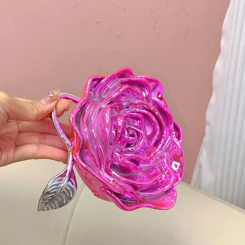 Rose Shaped Acrylic Box Bag Women's Socialite Shiny Party Dinner Bag Ins Design Retro Pvc Crossbody Bag - EUFASHIONBAGS