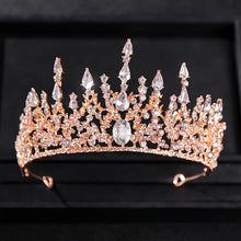 Carica l&#39;immagine nel visualizzatore di Gallery, Baroque Retro Bronze Violet Crystal Bridal Tiaras Crown Rhinestone Pageant Diadem Veil Tiara Headbands Wedding Hair Accessories