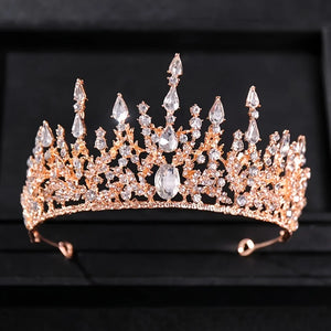 Baroque Retro Bronze Violet Crystal Bridal Tiaras Crown Rhinestone Pageant Diadem Veil Tiara Headbands Wedding Hair Accessories