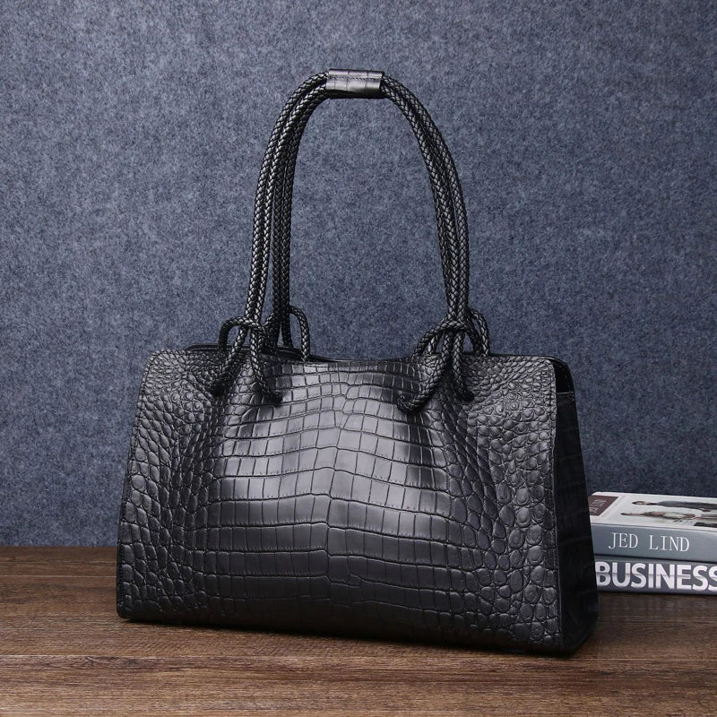 Genuine leather women's bag Real cowhide leather Crocodile Pattern luxury designer handbag luxury brand high quality women bags - EUFASHIONBAGS