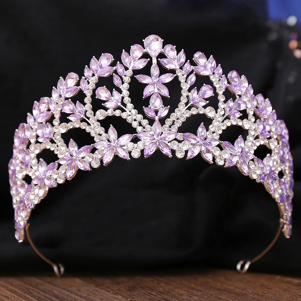 Vintage Baroque Style Rhinestone Bridal Leaf Crystal Crown Wedding Headdress Floral Diadem Party Accessories Pageant Queen Tiara