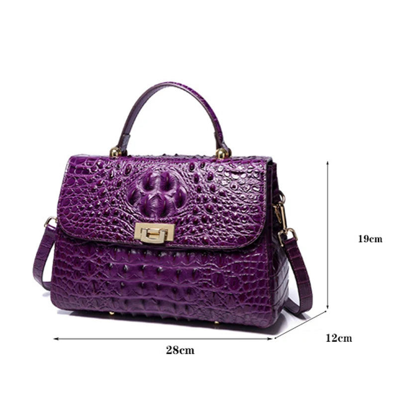 Genuine Leather Women Handbags Embossed New Superior Cowhide Crocodile pattern Fashion Luxury Lether tote Bag for women - EUFASHIONBAGS