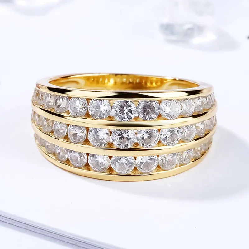 Luxury Trendy Women Wedding Rings Gold Color Full Paved CZ Stone Temperament Elegant Engagement Bands New Fashion Jewelry