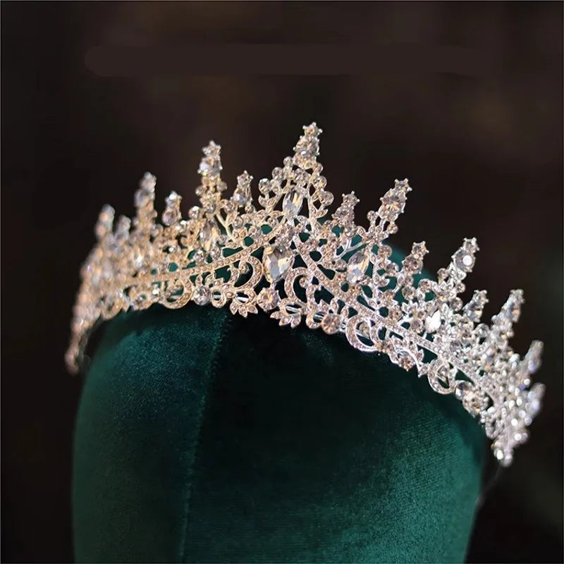 Luxury Diverse Silver Color Crystal Wedding Crown Bridal Headpiece Woman Baroque Rhinestone Tiaras Bride Diadem Hair Accessories - EUFASHIONBAGS