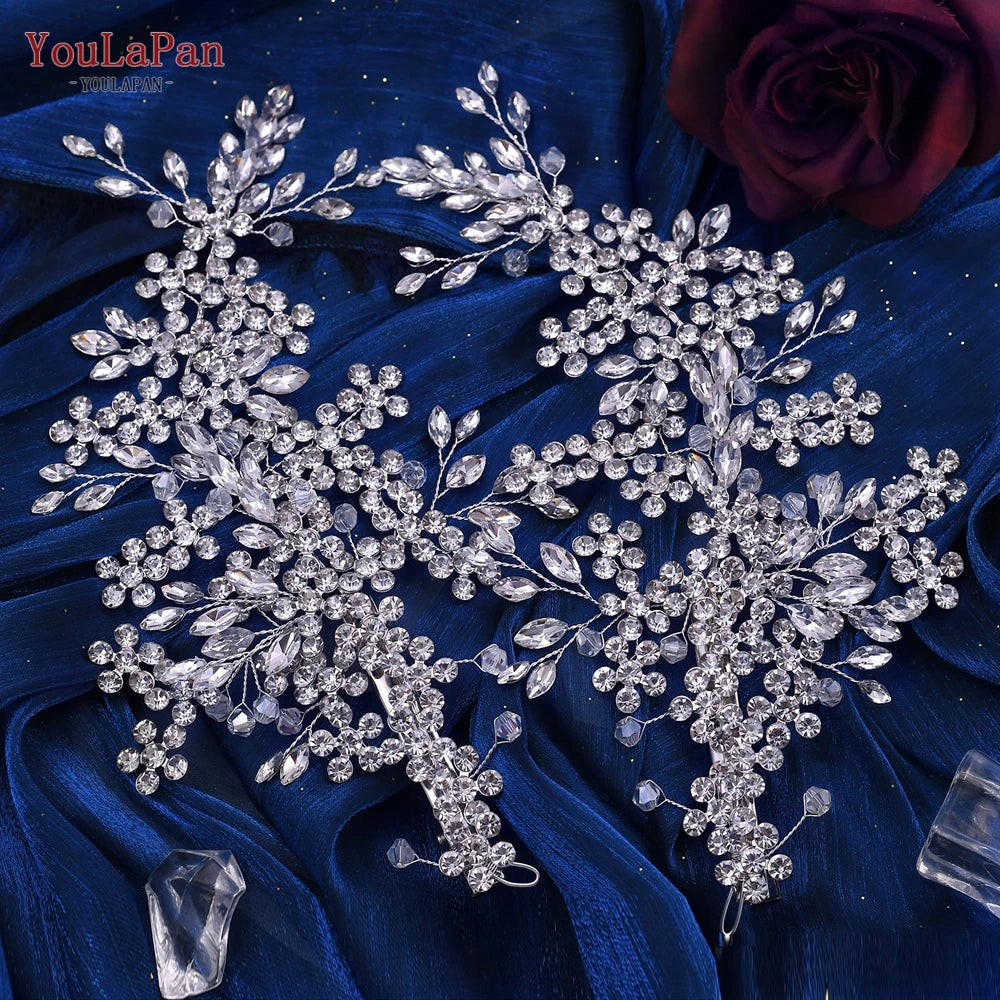 Luxury Crystal Bridal Headpiece Floral Wedding Hair Vine Clip Party Prom Hair Jewelry Brides Hair Accessories - EUFASHIONBAGS