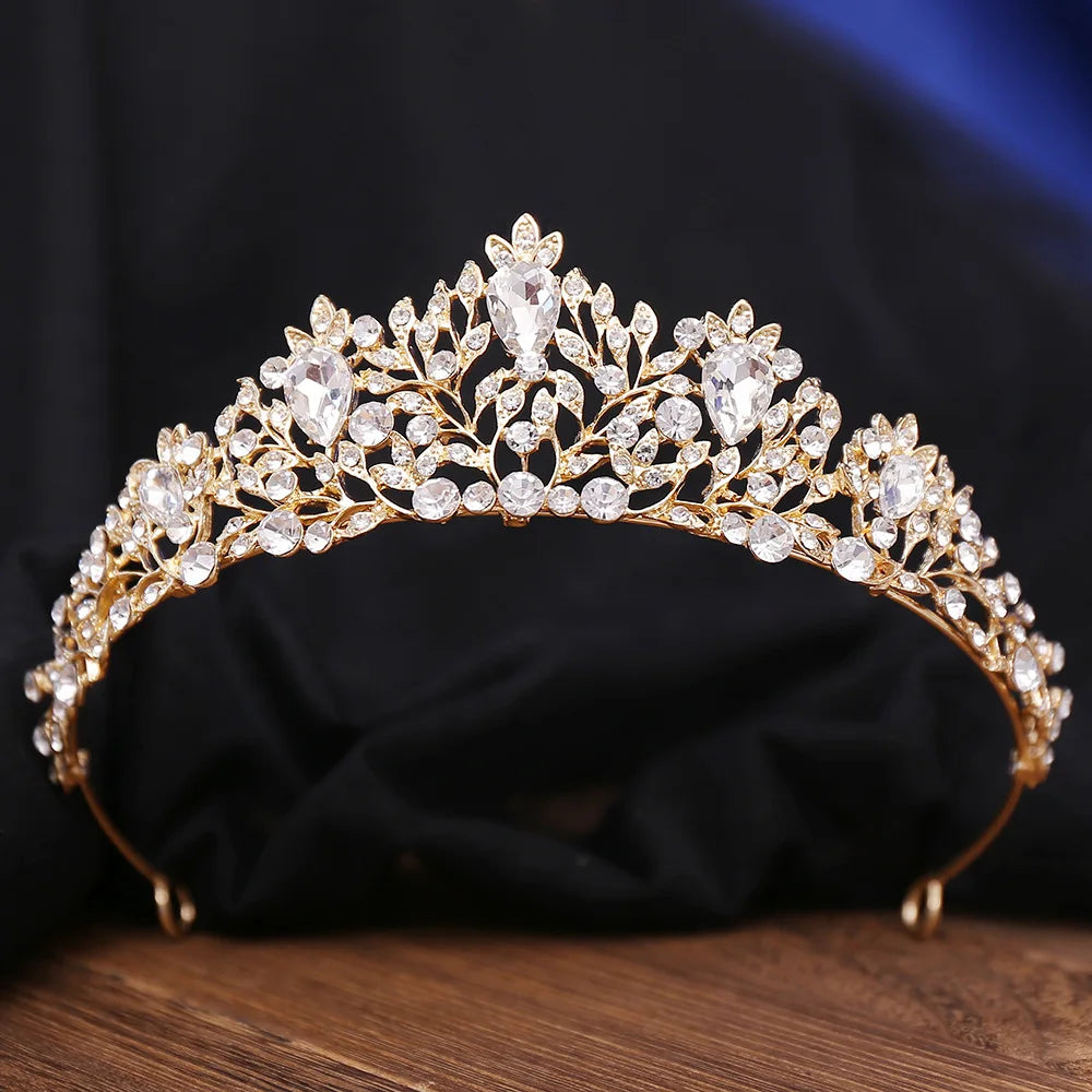 Baroque Luxury Forest AB Color Crystal Bridal Tiaras Crowns Rhinestone Pageant Diadem Wedding Hair Accessories Party Headpieces