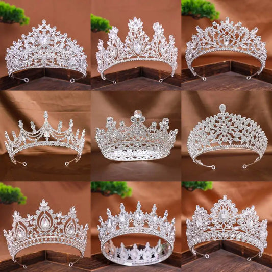 Silver Color Crowns and Tiaras Wedding Hair Accessories For Women Crown For Bridal Crystal Rhinestone Diadema Tiaras Bride Crown - EUFASHIONBAGS