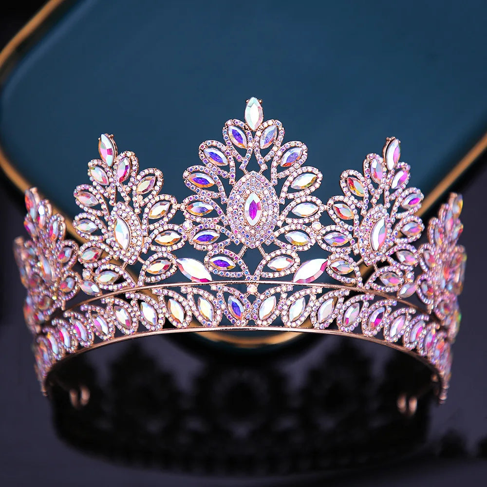 Baroque Luxury Forest Purple Crystal Bridal Tiaras Crown Big Rhinestone Pageant Diadem Wedding Hair Accessories Party Headpieces - EUFASHIONBAGS