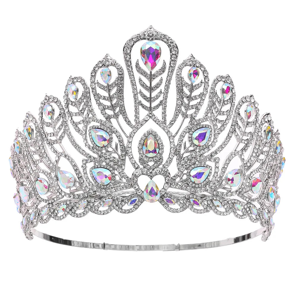 Baroque Miss Universe Paraguay Angola Big Round Crystal Wedding Crowns Rhinestone Banquet Tiaras Party Costume Hair Accessories - EUFASHIONBAGS