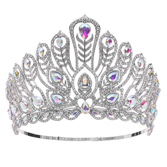 Baroque Miss Universe Paraguay Angola Big Round Crystal Wedding Crowns Rhinestone Banquet Tiaras Party Costume Hair Accessories - EUFASHIONBAGS