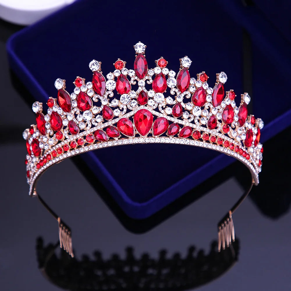 Luxury Gold Silver AB Color Crystal Wedding Crown With Combs Women Diadem Banquet Tiaras Party Costume Hair Jewelry Accessories - EUFASHIONBAGS