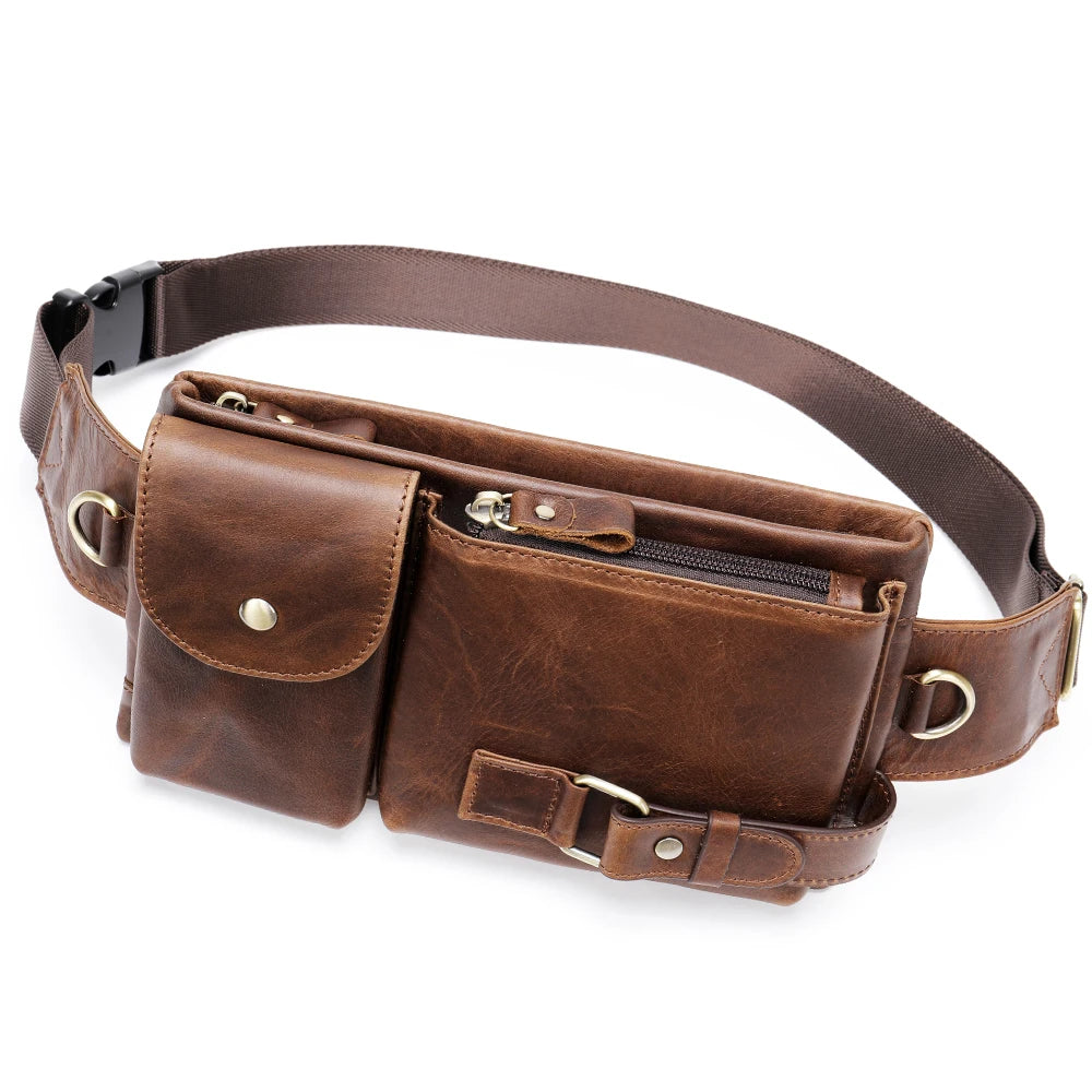 Men's Bag Belt Leather Banana Bag Man Belt Male Shoulder Bag Man Belt Pouch Thigh Bags for Man Man's Waist Bag - EUFASHIONBAGS