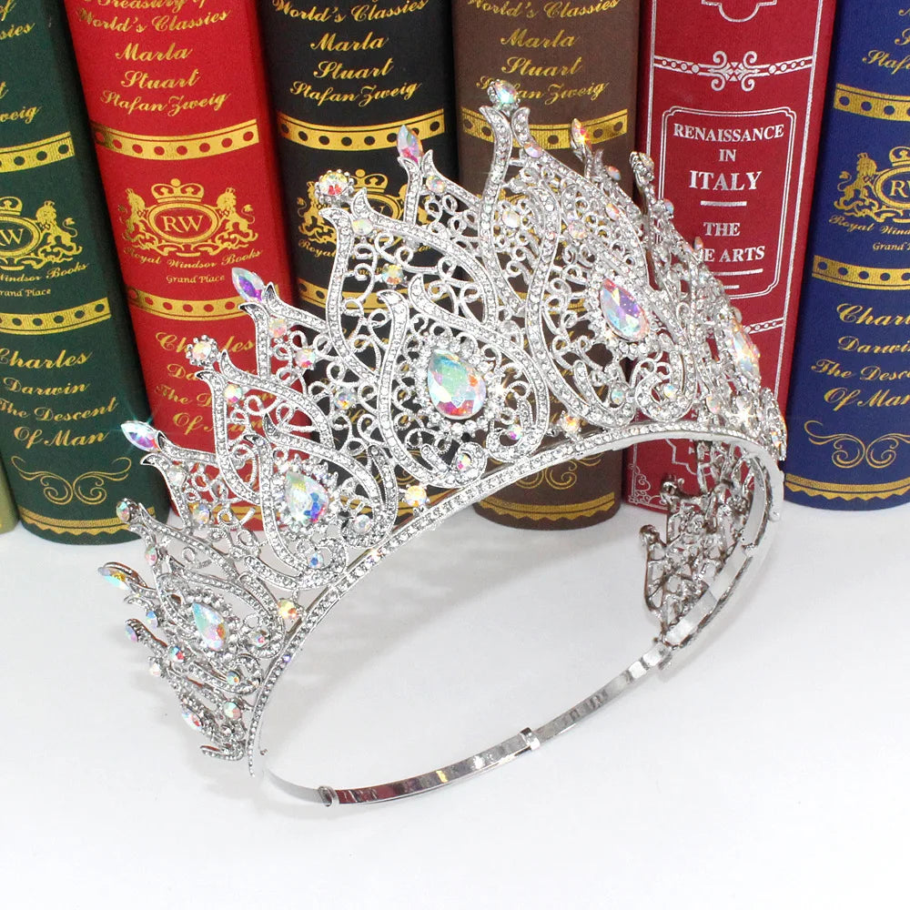 European Big Miss Universe Bridal Crowns Cubic Zircon Crystal Large Round Tiaras Queen Wedding Party Stage Show Hair Accessories - EUFASHIONBAGS