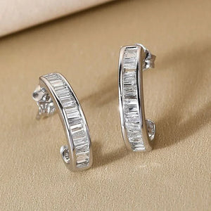 New Trendy Chic Half Round Stud Earrings for Women with Bling Bling Cubic Zirconia Gorgeous Earrings Daily Wear Jewelry