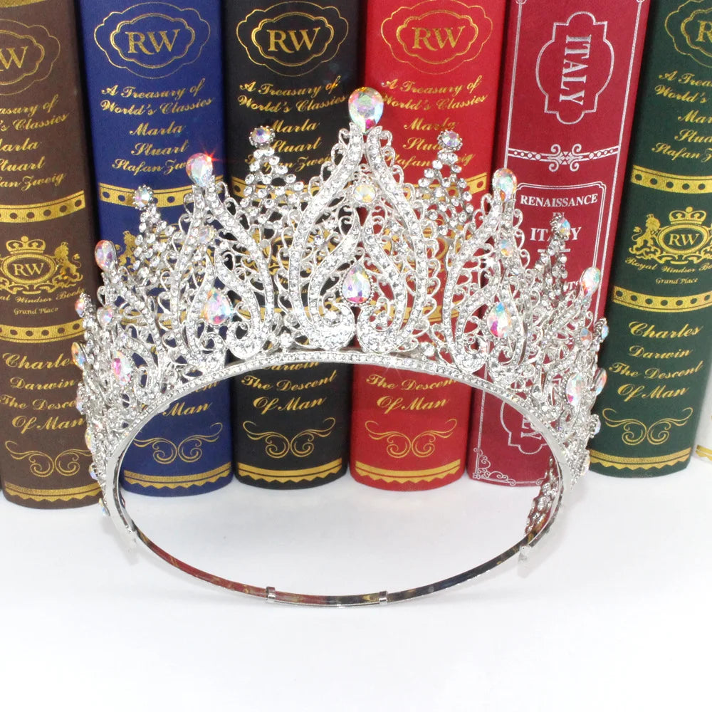 Luxury High Royal Queen Miss Universe Adjustable Wedding Crown for Women Crystal Banquet Tiaras Costume Hair Jewelry Accessories - EUFASHIONBAGS