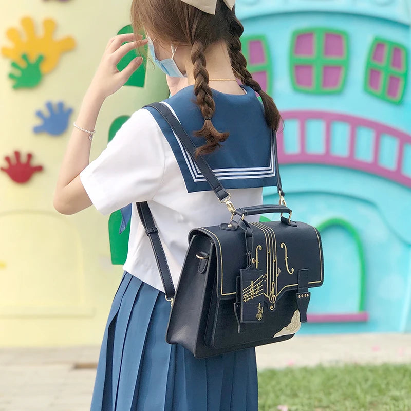 Harajuku Kawaii Handbag Women Harajuku Lolita Briefcase Backpack Jk Student Bag Japanese Shoulder Messenger Bags Y2k - EUFASHIONBAGS