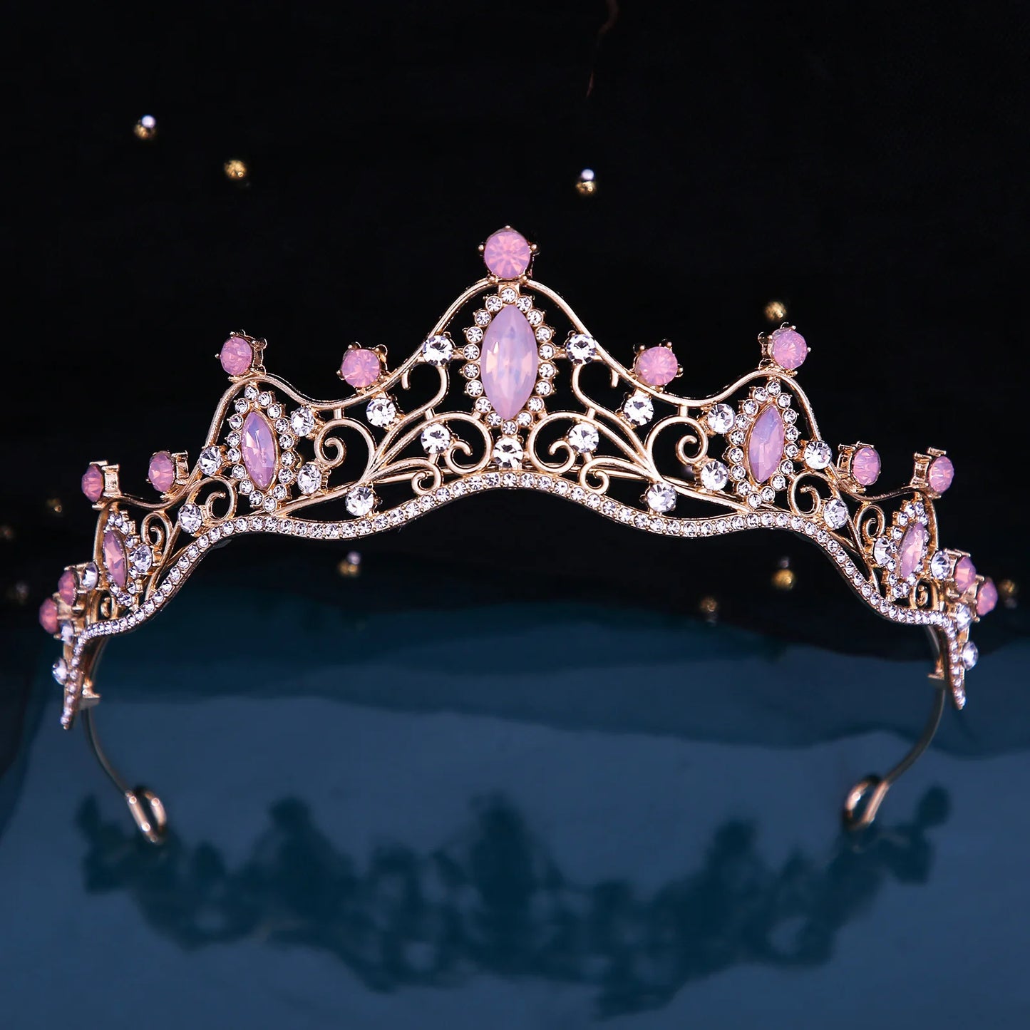 Many Styles Baroque Pink Blue Green White Opal Crystal Bridal Tiaras Crown Gold Color Rhinestone Pageant Diadem Hair Accessories - EUFASHIONBAGS