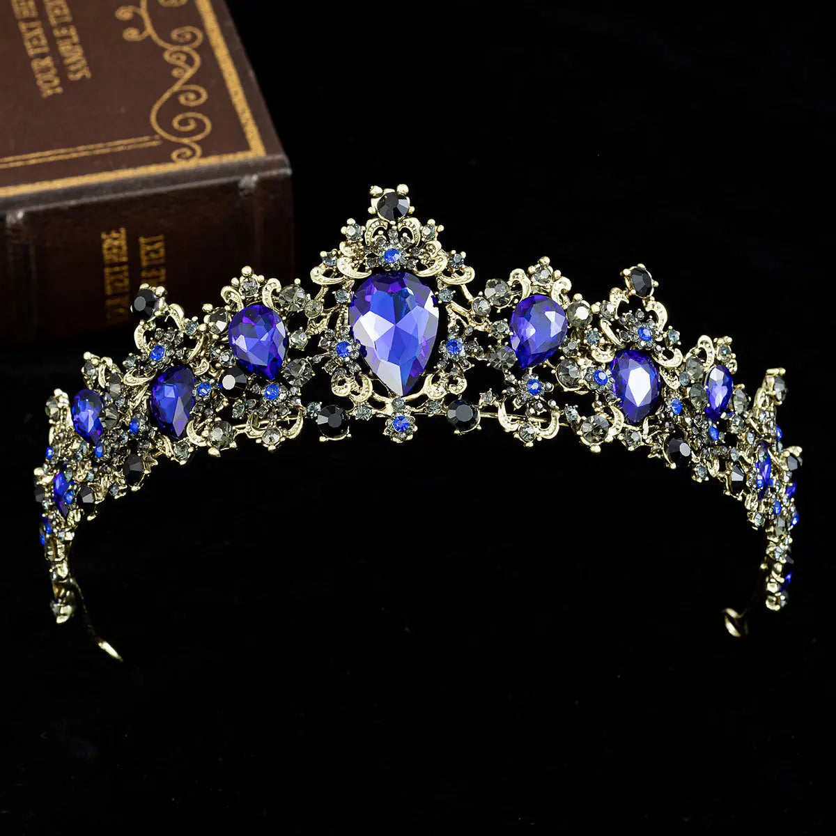 Exquisite Black Crystal Crown for Women Tiaras Headdress Prom Diadem Royal Queen Princess Bridal Crowns for Wedding Hair Jewelry - EUFASHIONBAGS