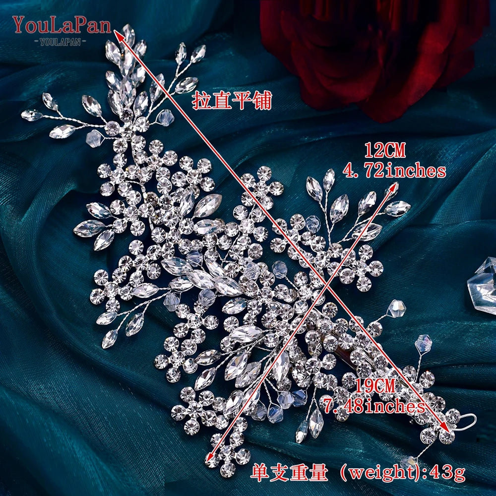 Luxury Crystal Bridal Headpiece Floral Wedding Hair Vine Clip Party Prom Hair Jewelry Brides Hair Accessories - EUFASHIONBAGS