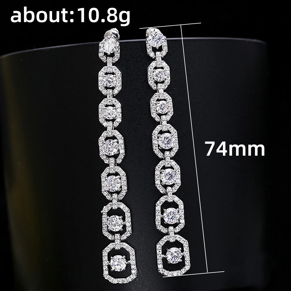 Aesthetic Long Hanging Earrings for Women Silver Color Luxury Fashion Engagement Wedding Ear Accessories 2022 New Jewelry - EUFASHIONBAGS