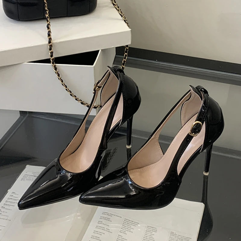 Sexy Buckle Strap Women's Pumps Elegant Pointed Toe 11CM High Heels Banquet Party Female Shoes Stiletto Mujer